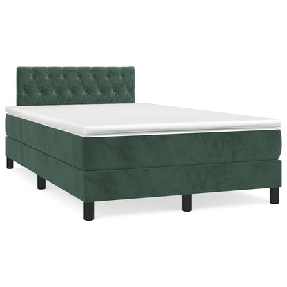 Letto a Molle con Materasso e LED Verde Scuro 120x190cm Velluto - homemem39