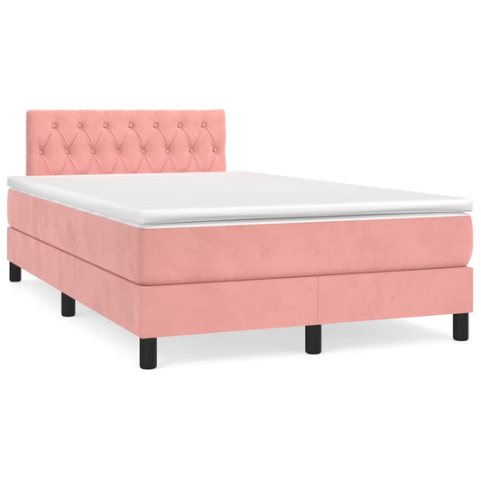 Letto a Molle con Materasso e LED Rosa 120x190 cm in Velluto - homemem39
