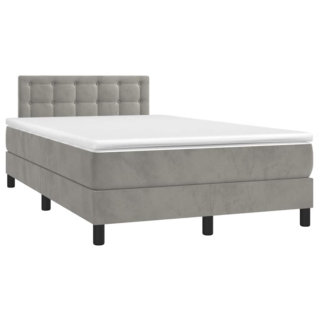Letto a Molle con Materasso e LED Grigio Chiaro 120x190 cm Velluto - homemem39