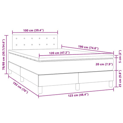 Letto a Molle con Materasso e LED Grigio Scuro 120x190cm