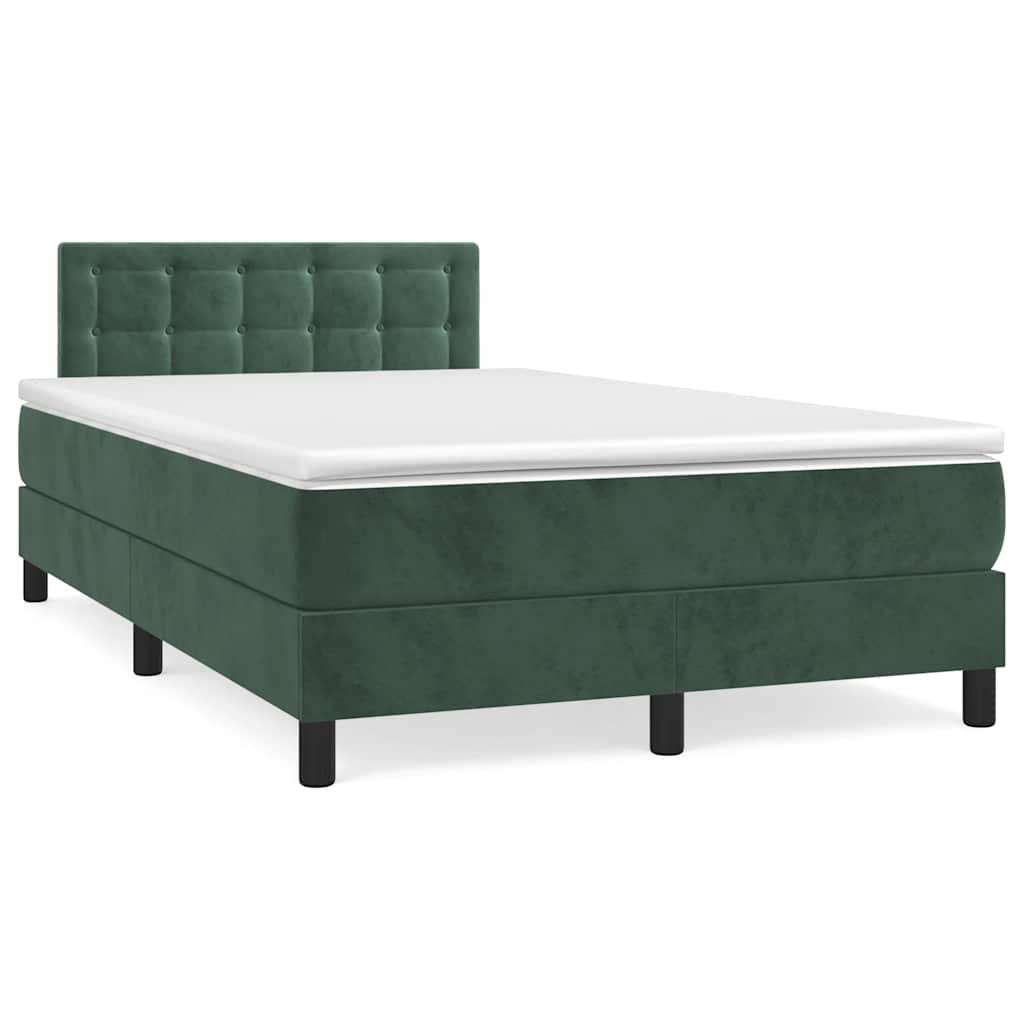 Letto a Molle con Materasso e LED Verde Scuro 120x190cm Velluto - homemem39