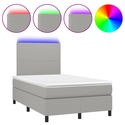 Letto a Molle Materasso e LED Grigio Chiaro 120x190 cm Tessuto - homemem39