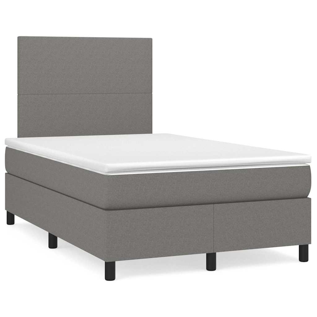 Letto a Molle Materasso e LED Grigio Scuro 120x190cm in Tessuto - homemem39