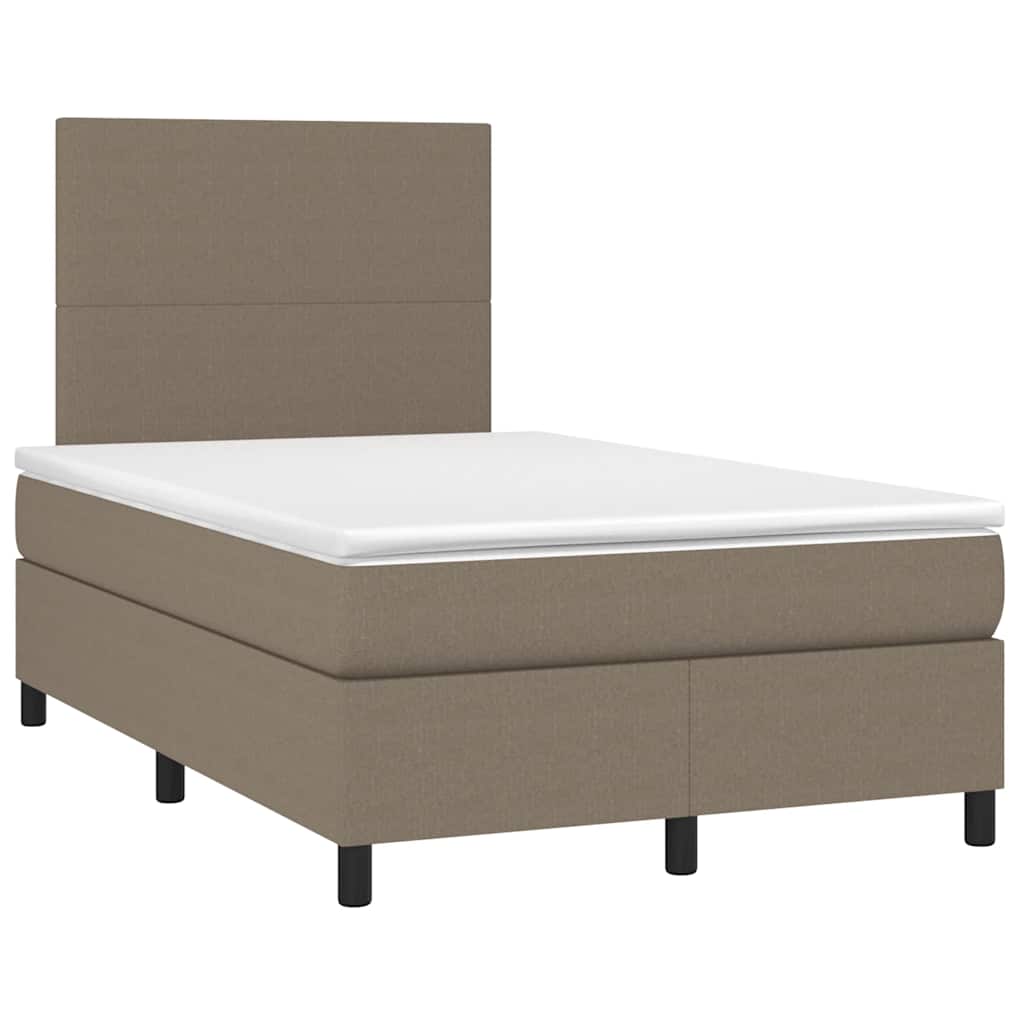 Letto a Molle con Materasso e LED Tortora 120x190 cm in Tessuto | homemem39
