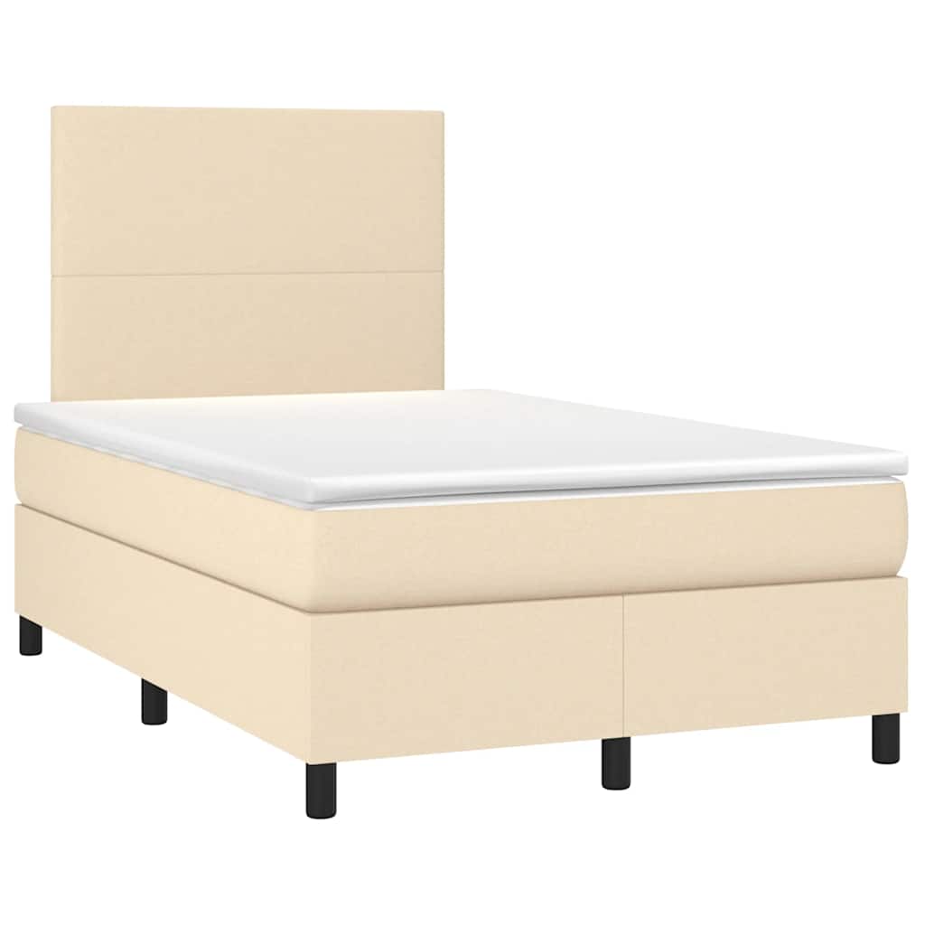 Letto a Molle con Materasso e LED Crema 120x190 cm in Tessuto | homemem39