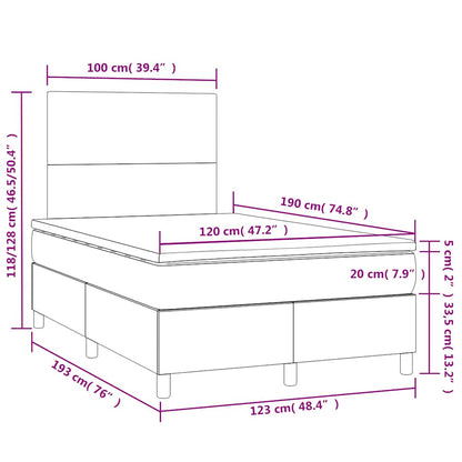 Letto a Molle con Materasso e LED Crema 120x190 cm in Tessuto | homemem39