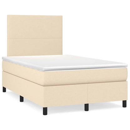 Letto a Molle con Materasso e LED Crema 120x190 cm in Tessuto | homemem39
