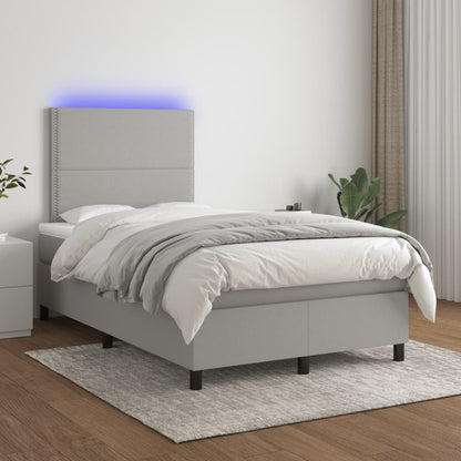 Letto a Molle Materasso e LED Grigio Chiaro 120x190 cm Tessuto - homemem39