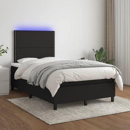 Letto a Molle con Materasso e LED Nero 120x190 cm in Tessuto - homemem39