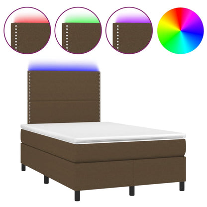 Letto a Molle Materasso e LED MarroneScuro 120x190cm in Tessuto | homemem39