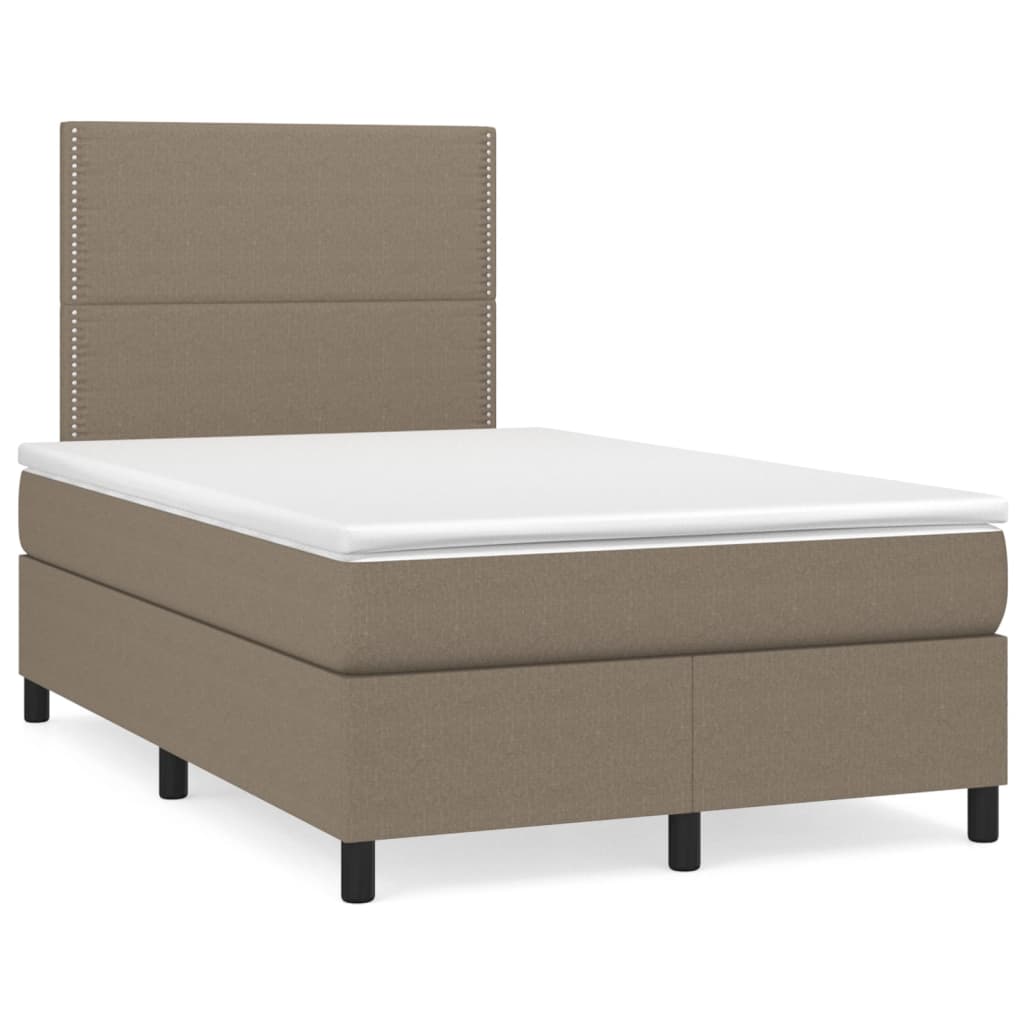Letto a Molle con Materasso e LED Tortora 120x190 cm in Tessuto | homemem39