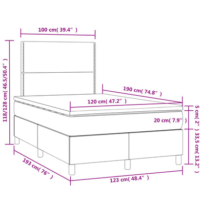 Letto a Molle con Materasso e LED Blu 120x190 cm in Tessuto | homemem39