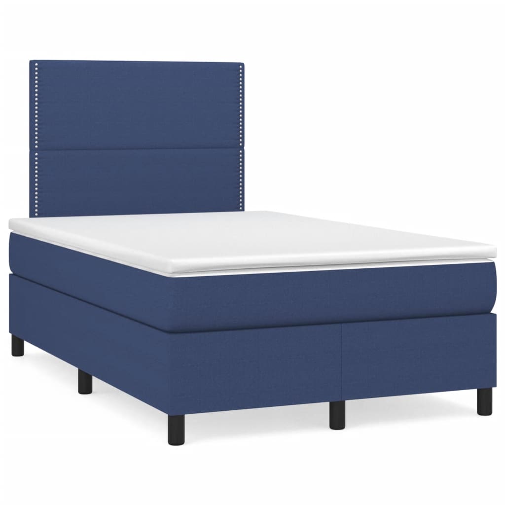 Letto a Molle con Materasso e LED Blu 120x190 cm in Tessuto | homemem39
