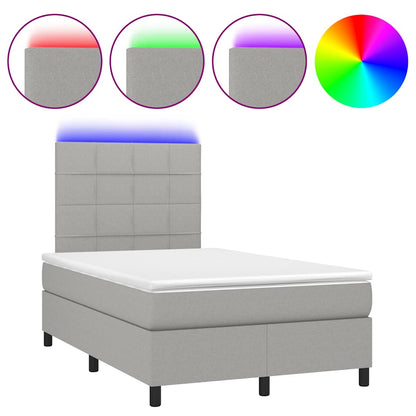 Letto a Molle Materasso e LED Grigio Chiaro 120x190 cm Tessuto - homemem39