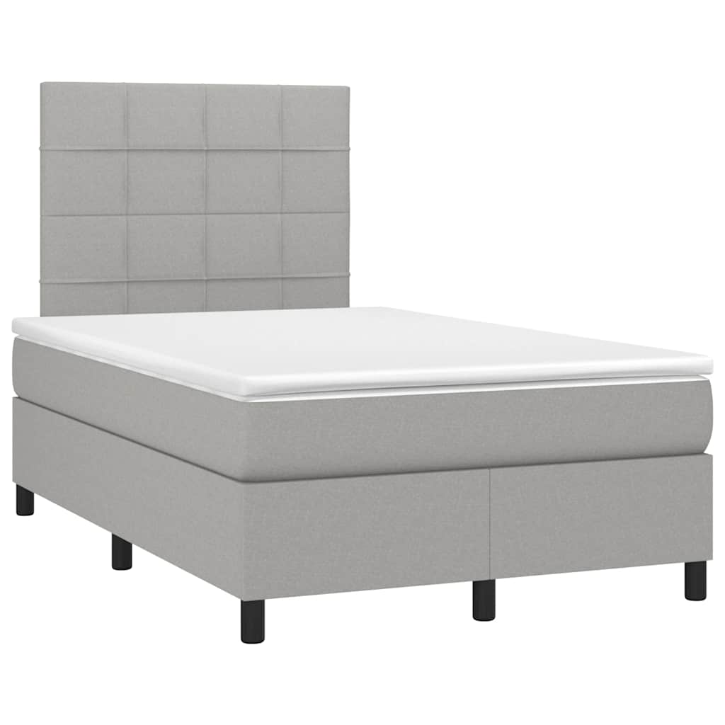 Letto a Molle Materasso e LED Grigio Chiaro 120x190 cm Tessuto - homemem39