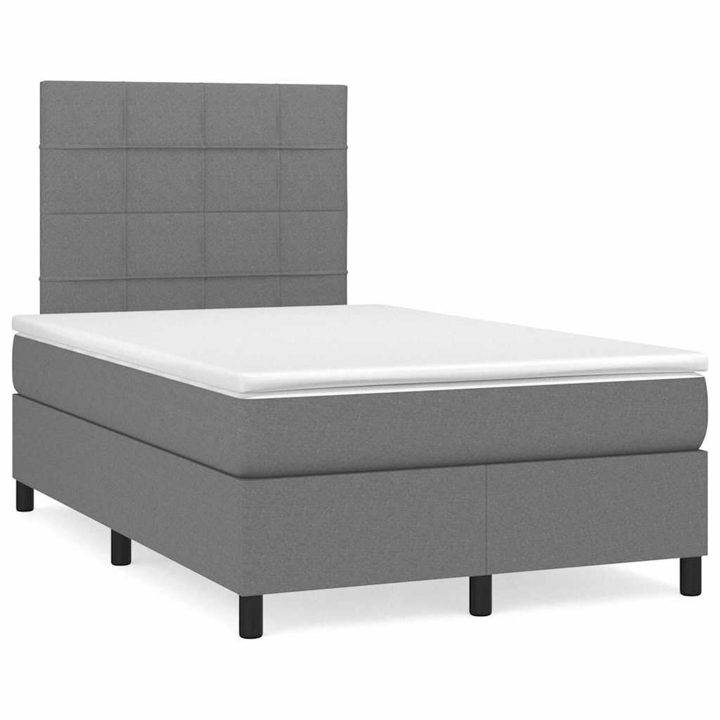 Letto a Molle Materasso e LED Grigio Scuro 120x190cm in Tessuto - homemem39