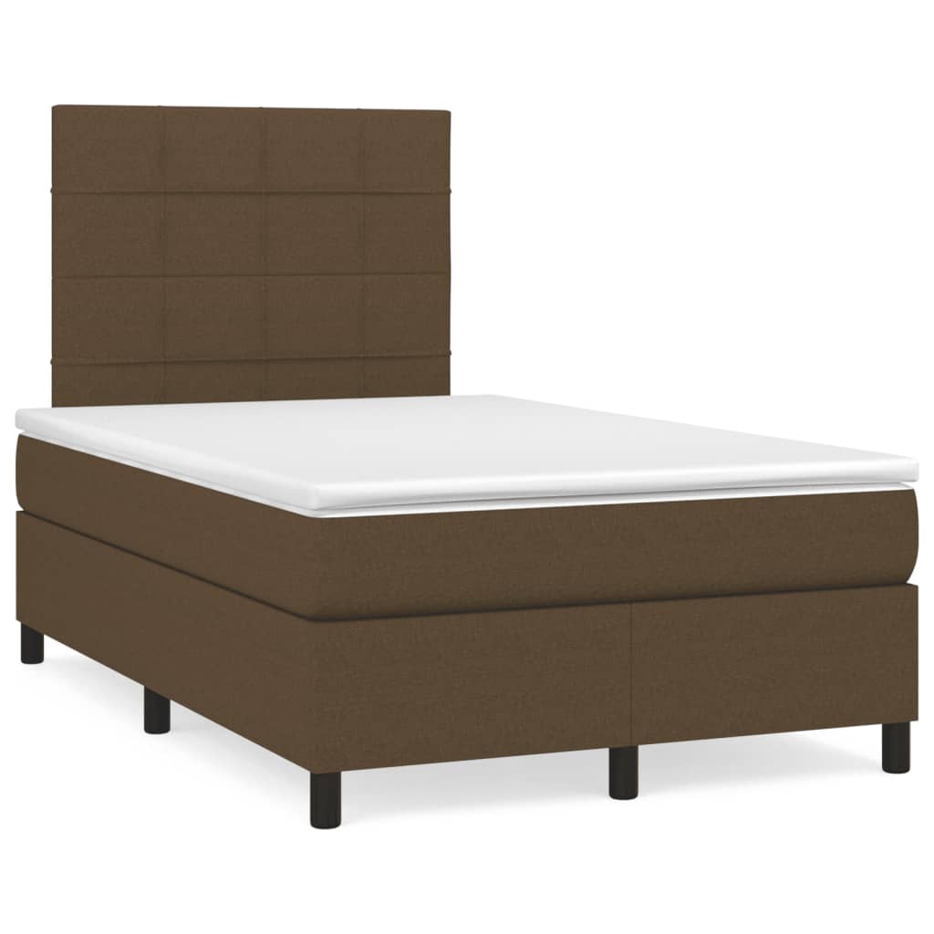 Letto a Molle Materasso e LED MarroneScuro 120x190cm in Tessuto | homemem39