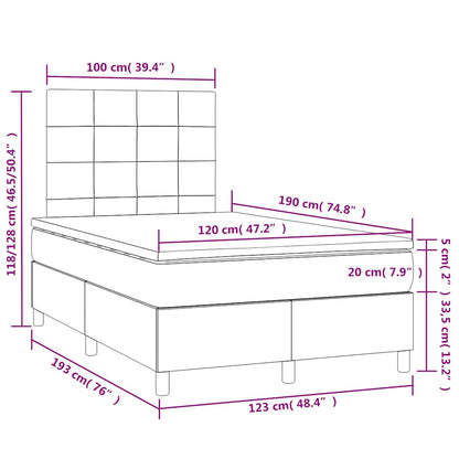 Letto a Molle con Materasso e LED Tortora 120x190 cm in Tessuto | homemem39