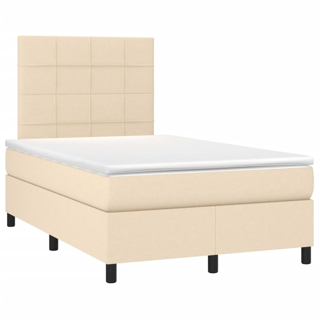Letto a Molle con Materasso e LED Crema 120x190 cm in Tessuto | homemem39