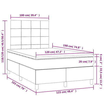 Letto a Molle con Materasso e LED Blu 120x190 cm in Tessuto | homemem39