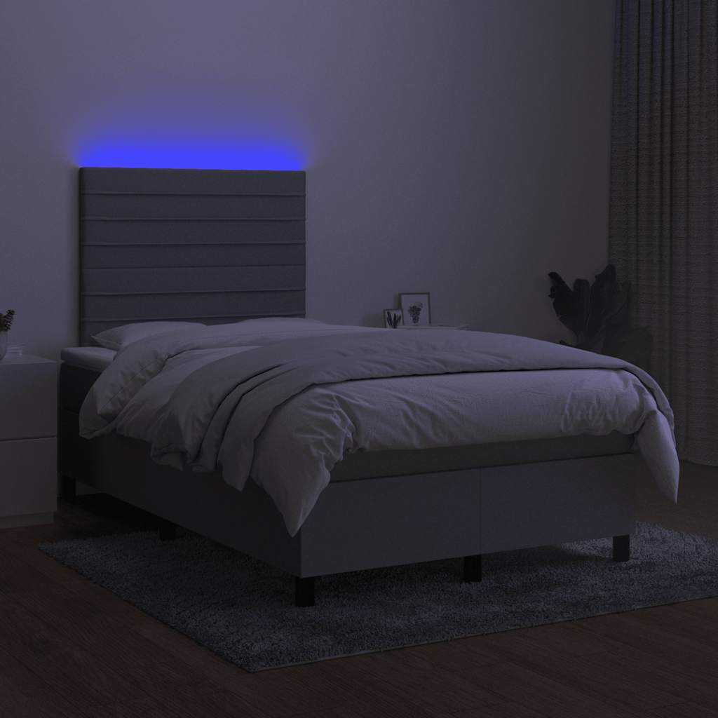 Letto a Molle Materasso e LED Grigio Chiaro 120x190 cm Tessuto