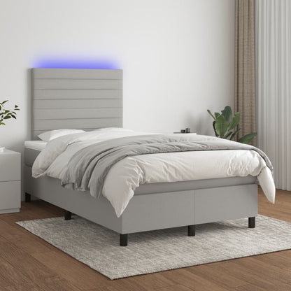 Letto a Molle Materasso e LED Grigio Chiaro 120x190 cm Tessuto - homemem39
