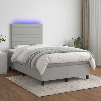 Letto a Molle Materasso e LED Grigio Chiaro 120x190 cm Tessuto