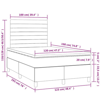 Letto a Molle Materasso e LED Grigio Chiaro 120x190 cm Tessuto