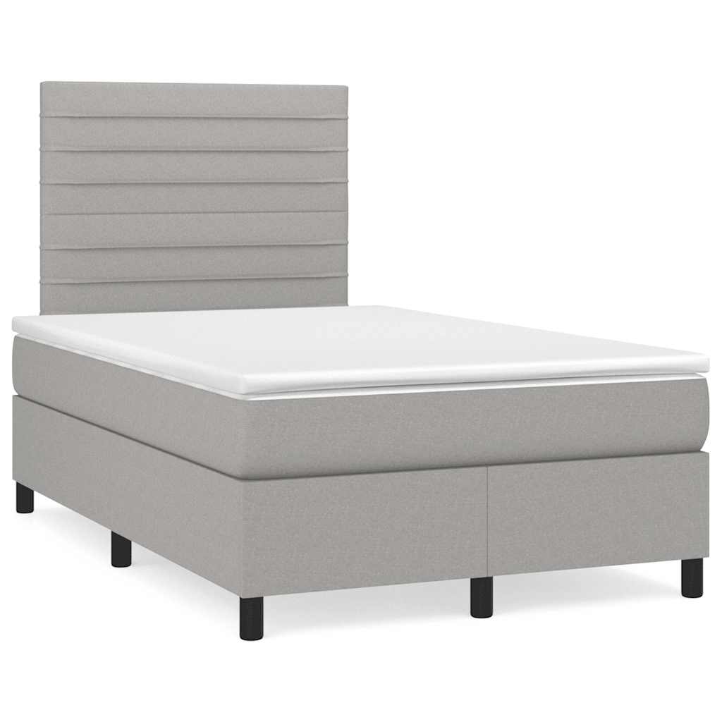 Letto a Molle Materasso e LED Grigio Chiaro 120x190 cm Tessuto