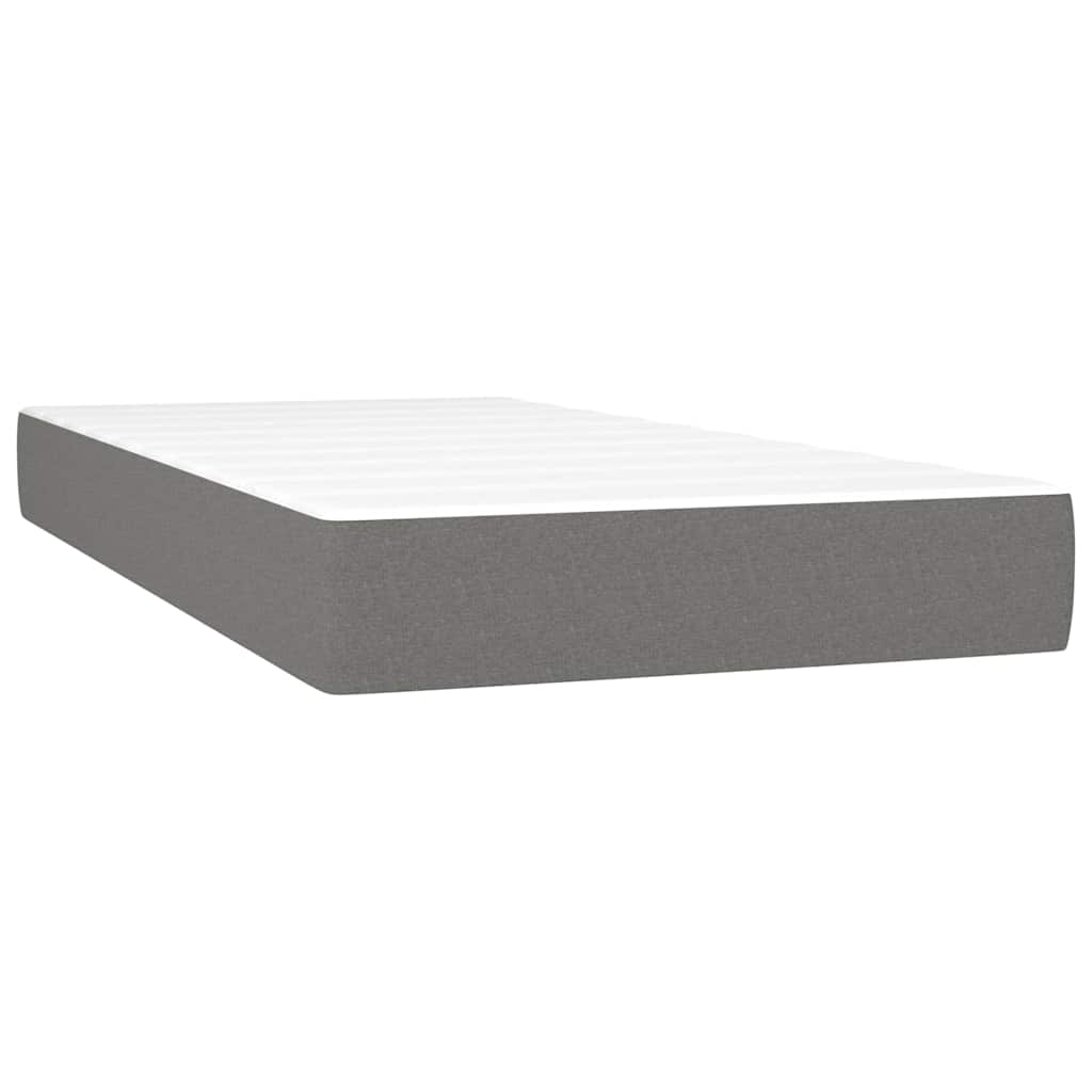 Letto a Molle Materasso e LED Grigio Scuro 120x190cm in Tessuto