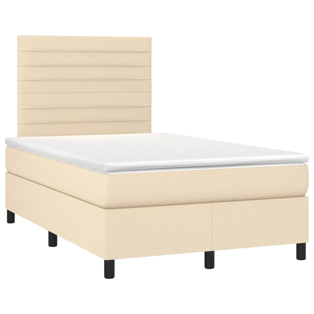 Letto a Molle con Materasso e LED Crema 120x190 cm in Tessuto | homemem39