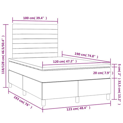 Letto a Molle con Materasso e LED Blu 120x190 cm in Tessuto | homemem39