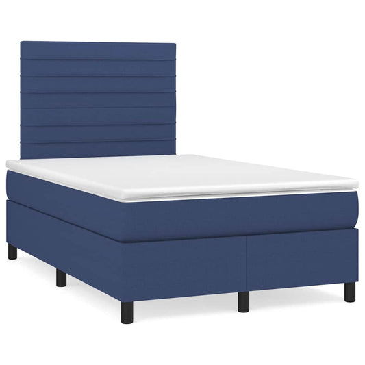 Letto a Molle con Materasso e LED Blu 120x190 cm in Tessuto | homemem39