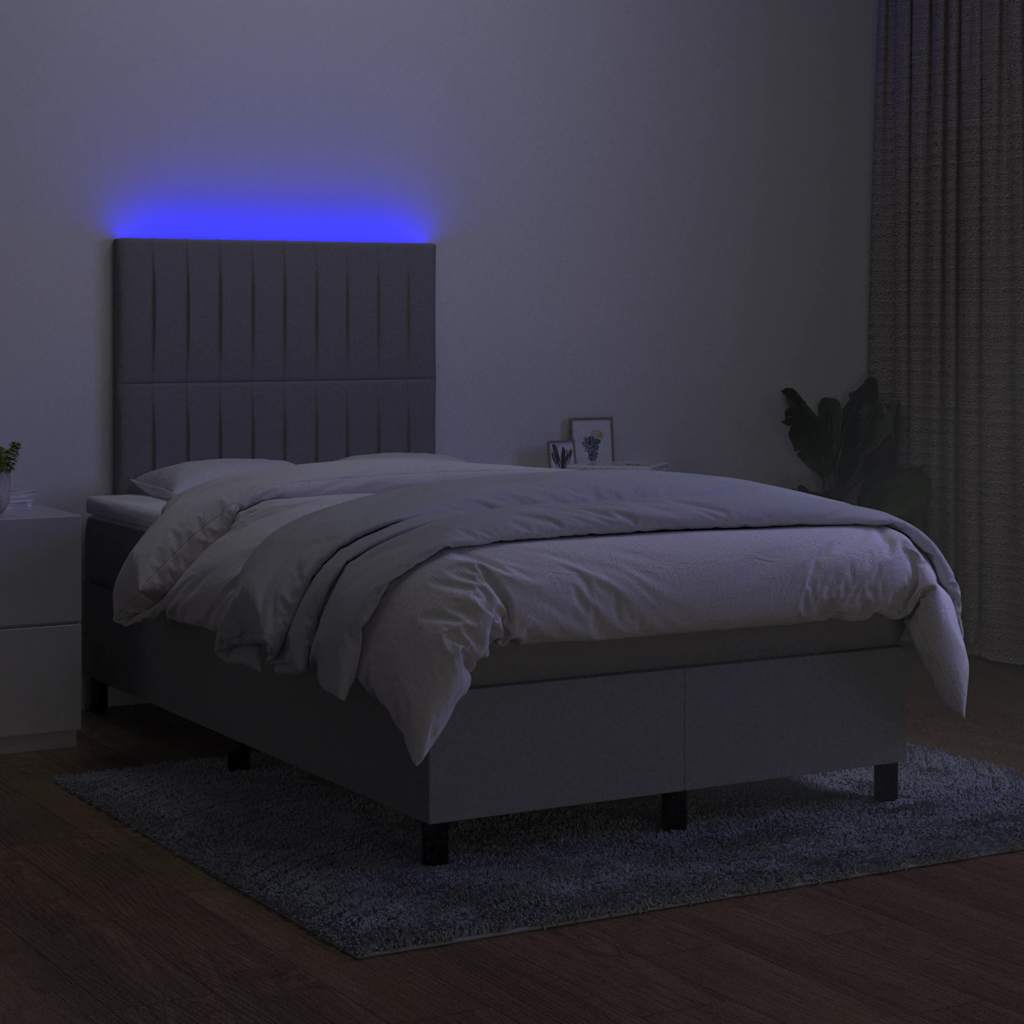 Letto a Molle Materasso e LED Grigio Chiaro 120x190 cm Tessuto