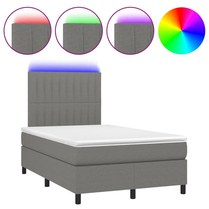 Letto a Molle Materasso e LED Grigio Scuro 120x190cm in Tessuto - homemem39