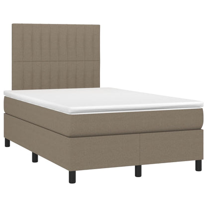 Letto a Molle con Materasso e LED Tortora 120x190 cm in Tessuto | homemem39