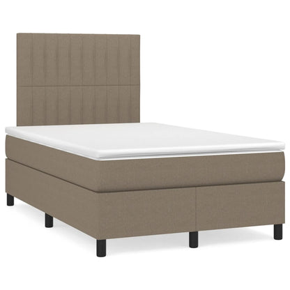 Letto a Molle con Materasso e LED Tortora 120x190 cm in Tessuto | homemem39