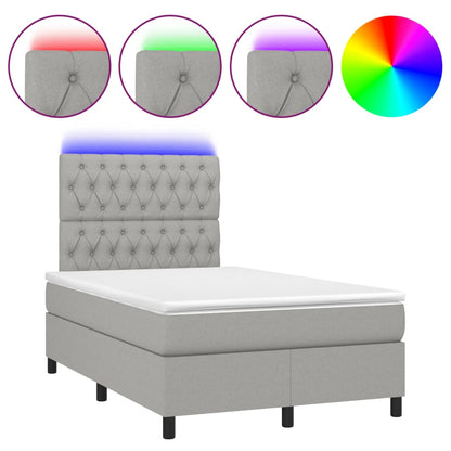 Letto a Molle Materasso e LED Grigio Chiaro 120x190 cm Tessuto - homemem39