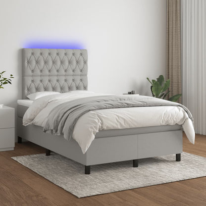 Letto a Molle Materasso e LED Grigio Chiaro 120x190 cm Tessuto - homemem39