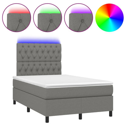 Letto a Molle Materasso e LED Grigio Scuro 120x190cm in Tessuto - homemem39