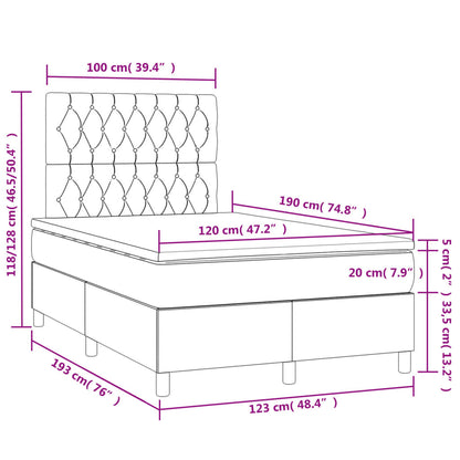 Letto a Molle con Materasso e LED Crema 120x190 cm in Tessuto | homemem39
