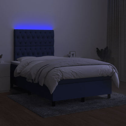 Letto a Molle con Materasso e LED Blu 120x190 cm in Tessuto
