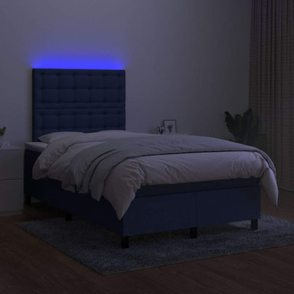 Letto a Molle con Materasso e LED Blu 120x190 cm in Tessuto