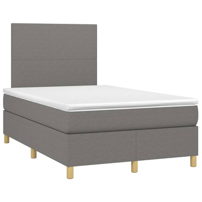 Letto a Molle Materasso e LED Grigio Scuro 120x190cm in Tessuto - homemem39