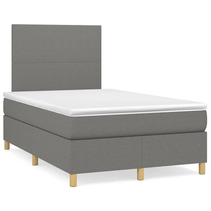 Letto a Molle Materasso e LED Grigio Scuro 120x190cm in Tessuto - homemem39