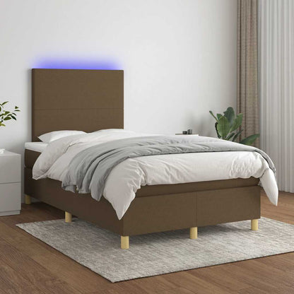Letto a Molle Materasso e LED MarroneScuro 120x190cm in Tessuto | homemem39