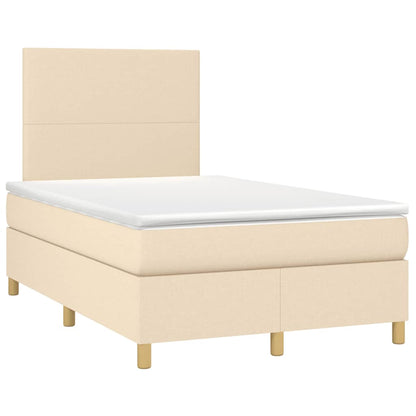 Letto a Molle con Materasso e LED Crema 120x190 cm in Tessuto | homemem39
