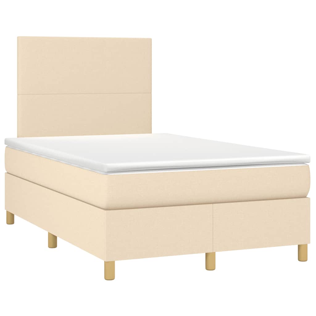 Letto a Molle con Materasso e LED Crema 120x190 cm in Tessuto