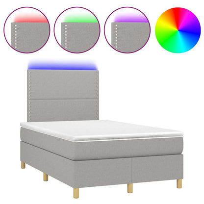 Letto a Molle Materasso e LED Grigio Chiaro 120x190 cm Tessuto - homemem39