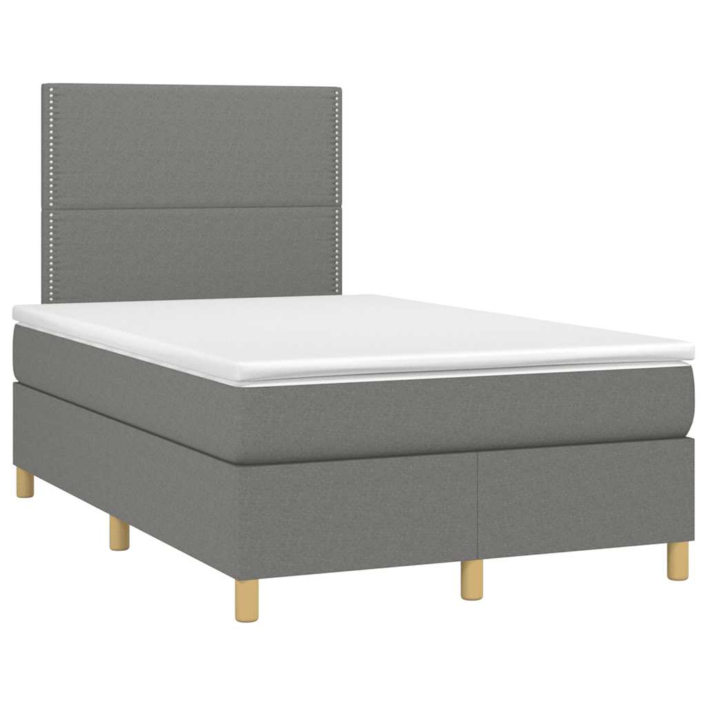 Letto a Molle Materasso e LED Grigio Scuro 120x190cm in Tessuto - homemem39